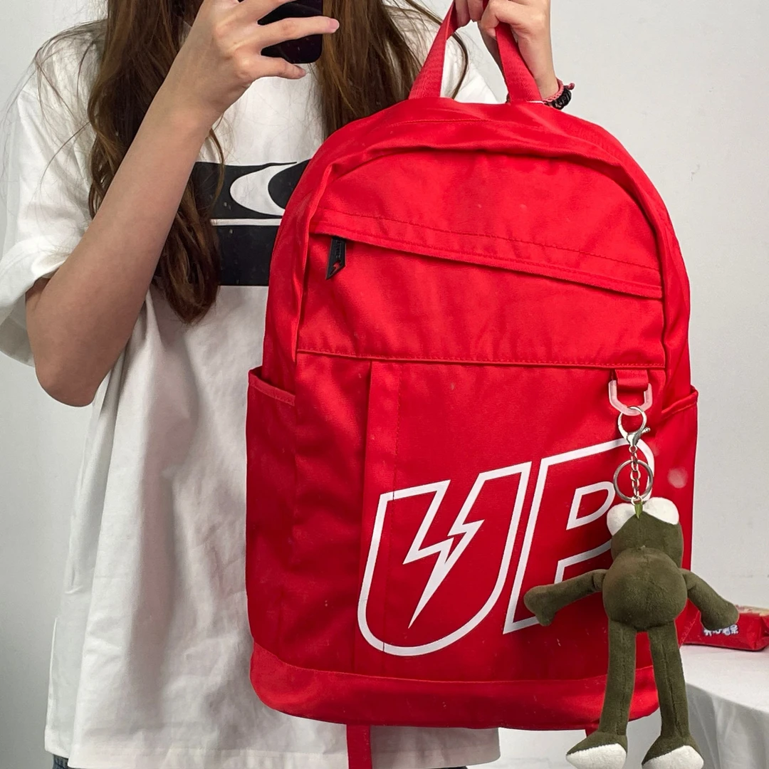 TURNUP大容量美式双肩包女UP包旅行百搭通勤背包男大学生红色书包