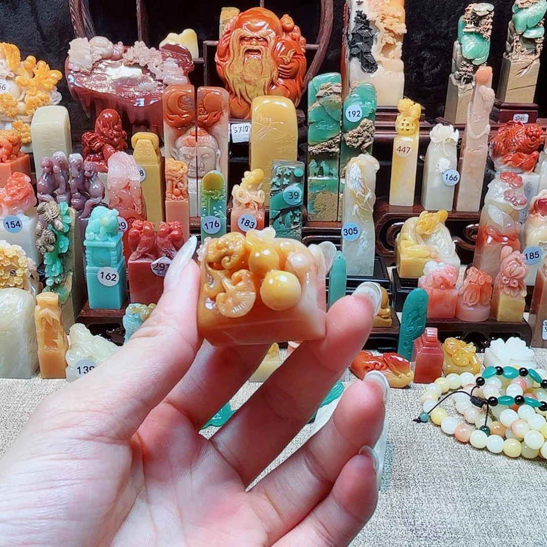 寿山石印石灵芝葫芦