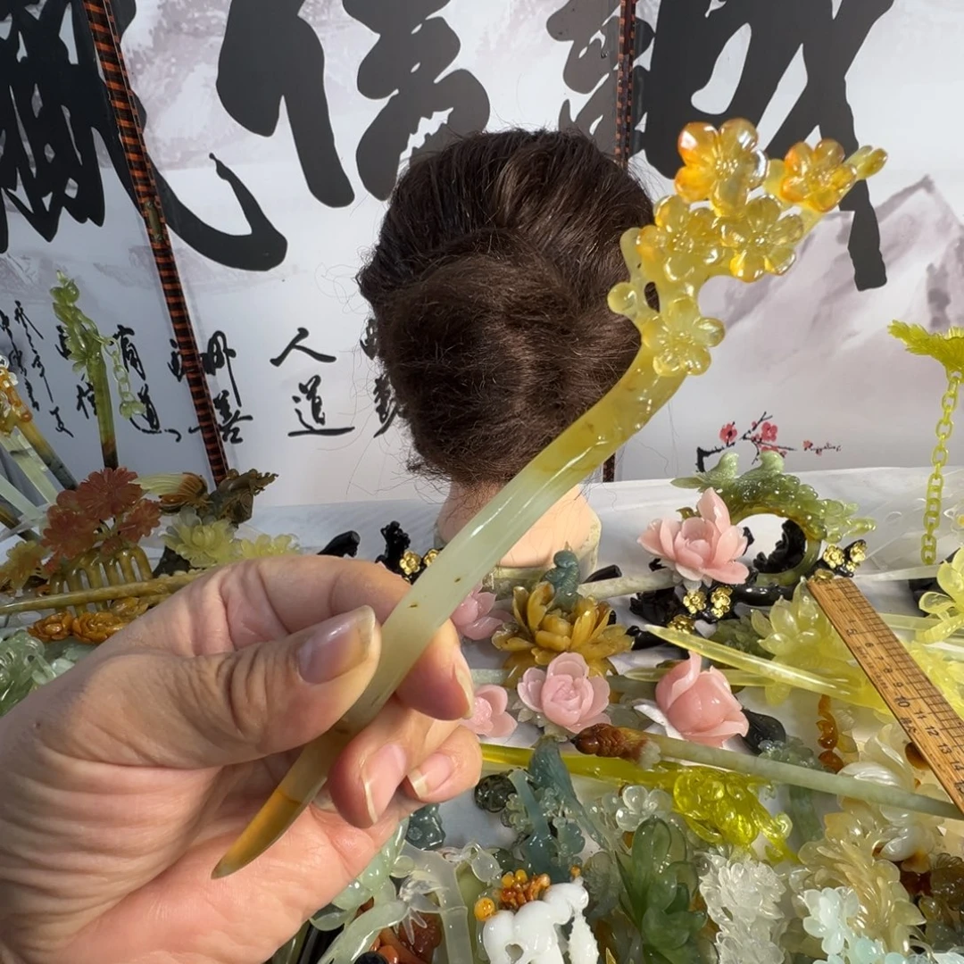 知***音蛇纹石玉未镶嵌发饰