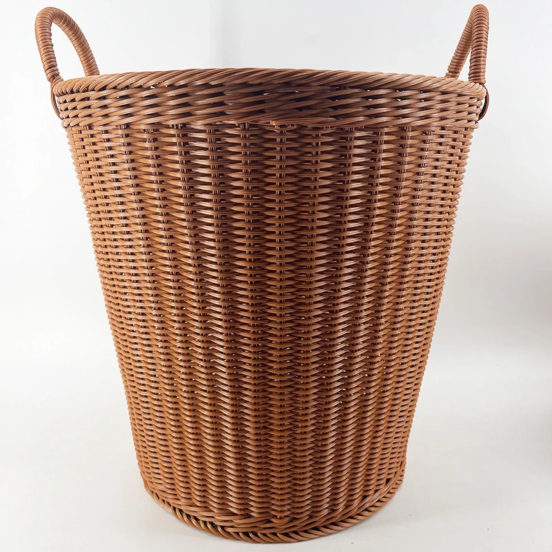 A016（3）棕色圆形收纳钢精骨架脏衣篓大容量防水衣筐大号40*40