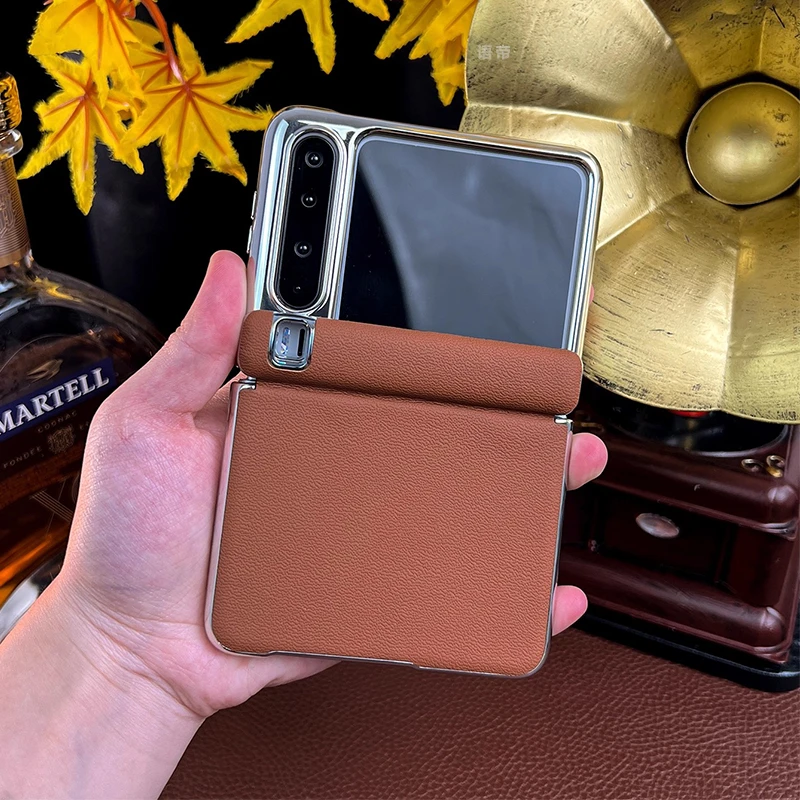 适用于华为purax手机壳纳帕纹真皮全包铰链PuraX保护套折叠屏外壳