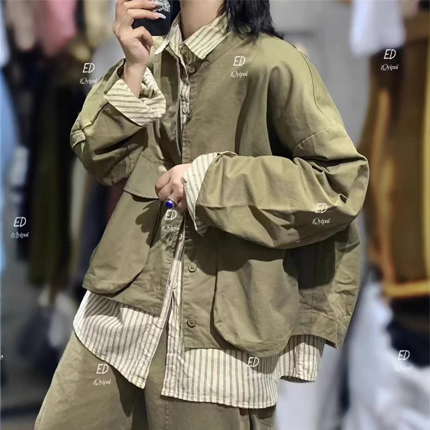 纯色开衫外套2025文艺复古简约圆领单排扣口袋百搭休闲上衣女