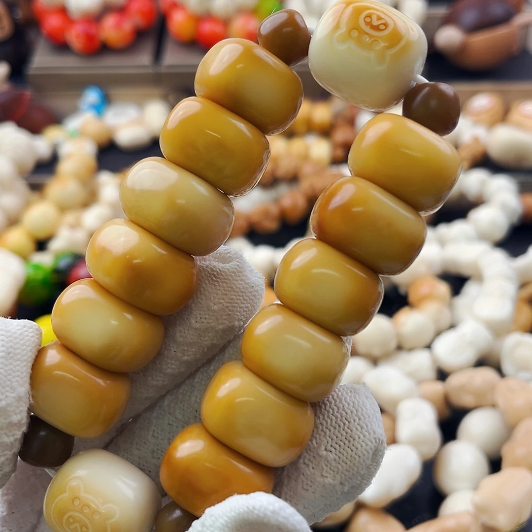 菩提根/象牙果手串新品-烤色方扣双排糖葫芦-红薯爆火款