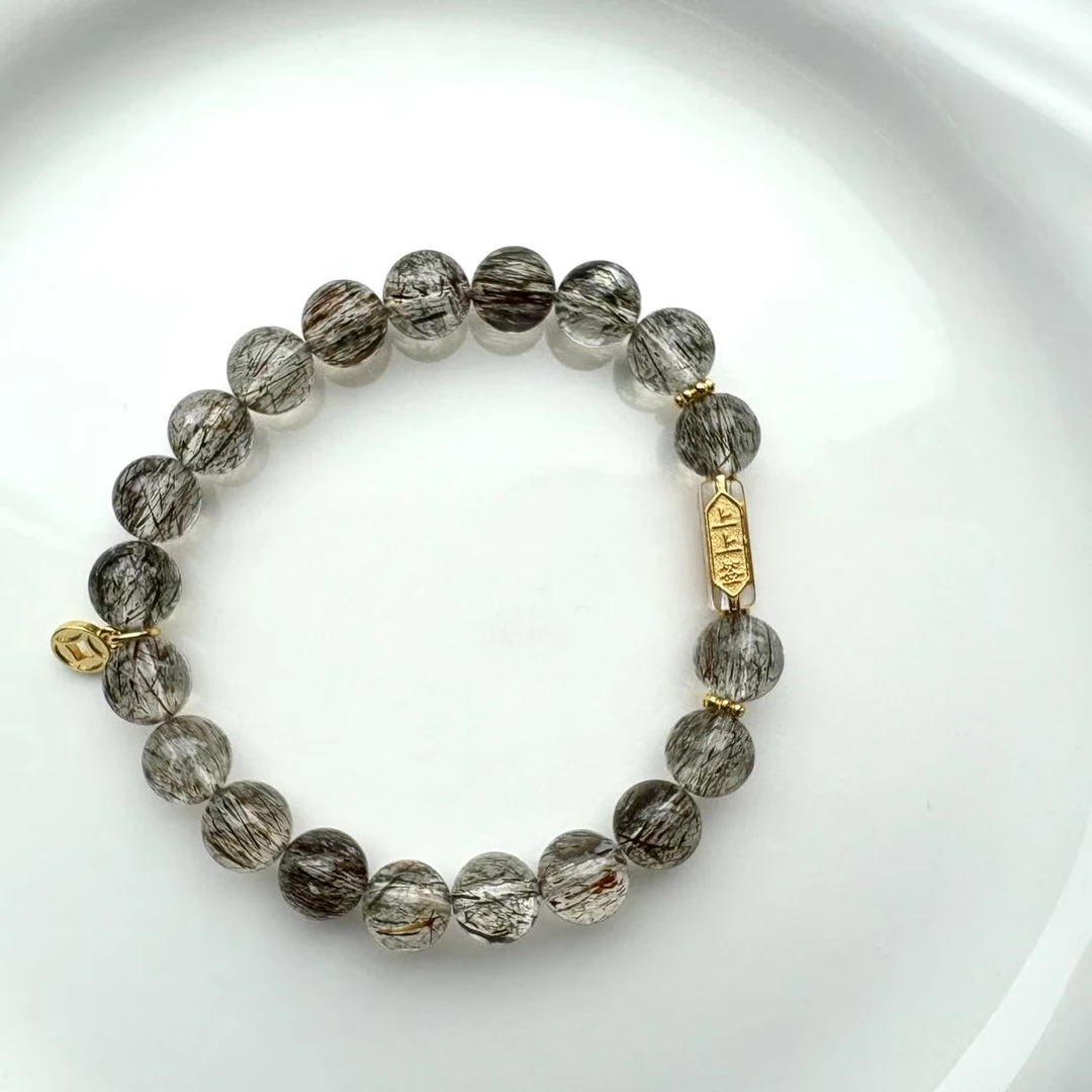 【上上签】天然透体高品质黑金超七水晶手串双轮骨干水晶多样性发一