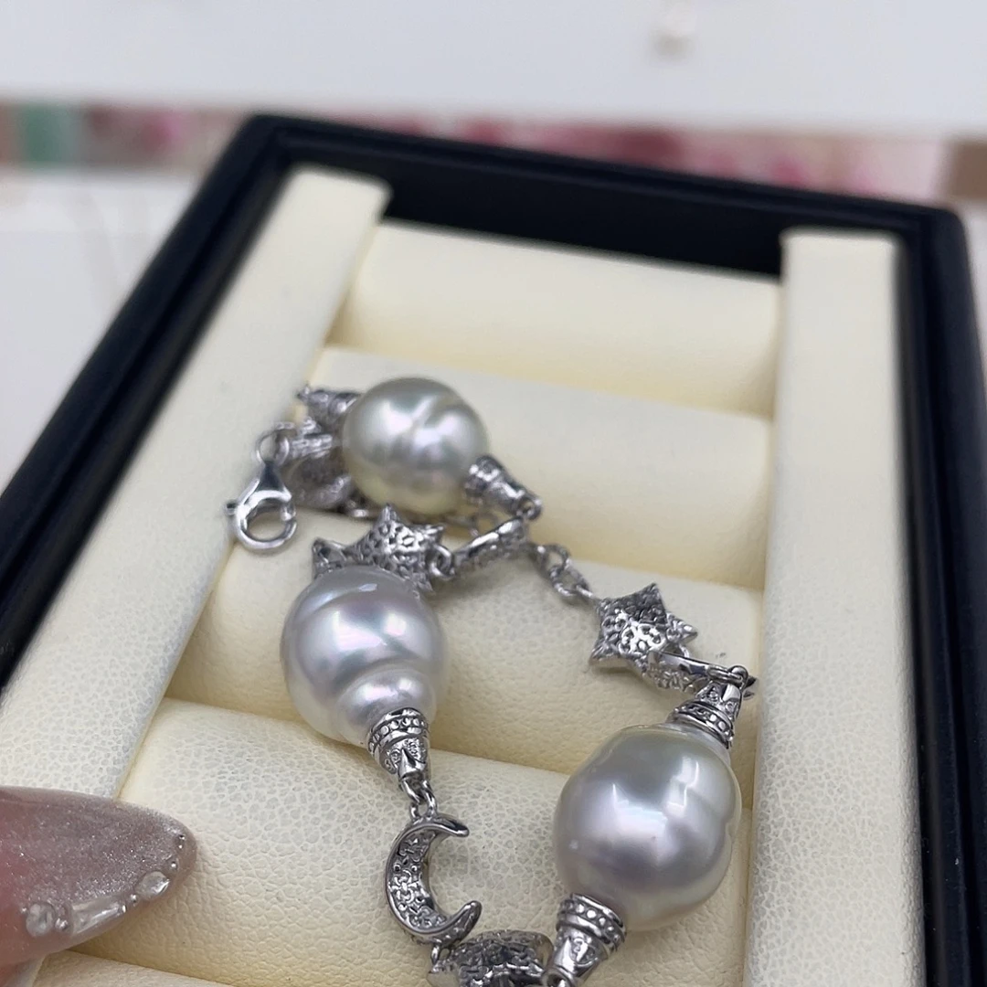 海水珍珠手绳银S925镶嵌