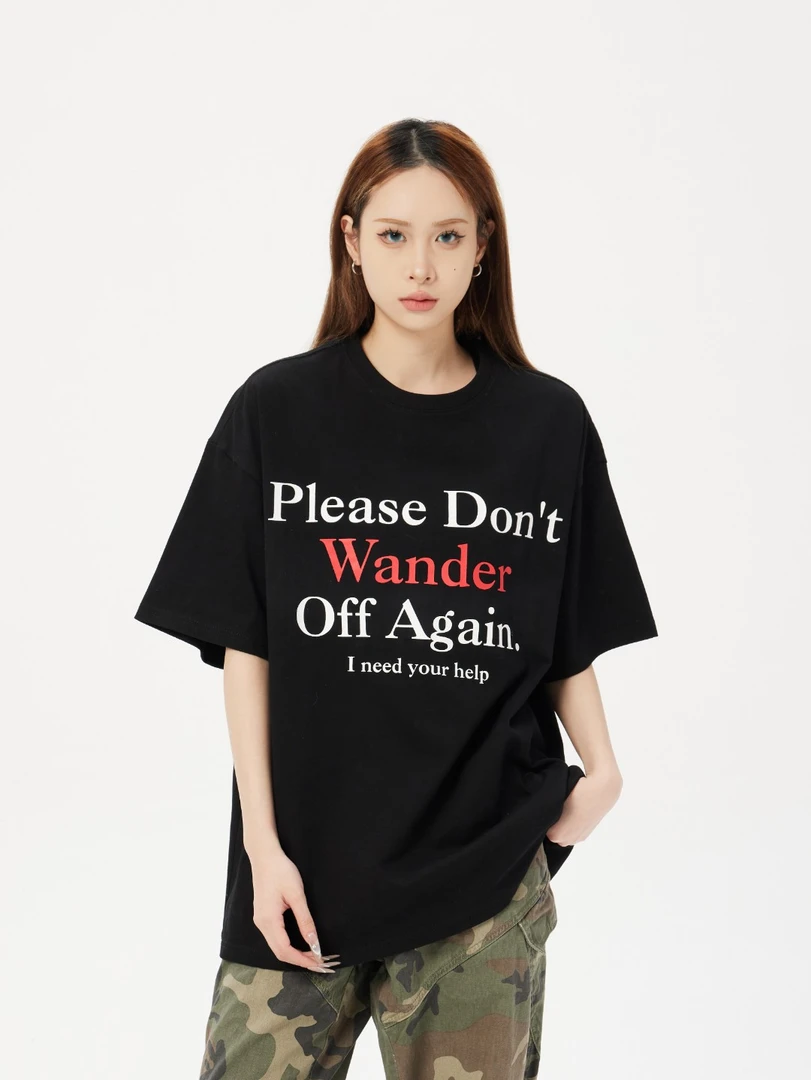 NS 圆领宽松美式复古高街短袖T恤男女夏季情侣款宽松字母半袖