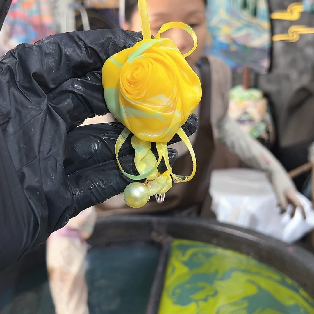 370玫瑰发圈黄玫瑰