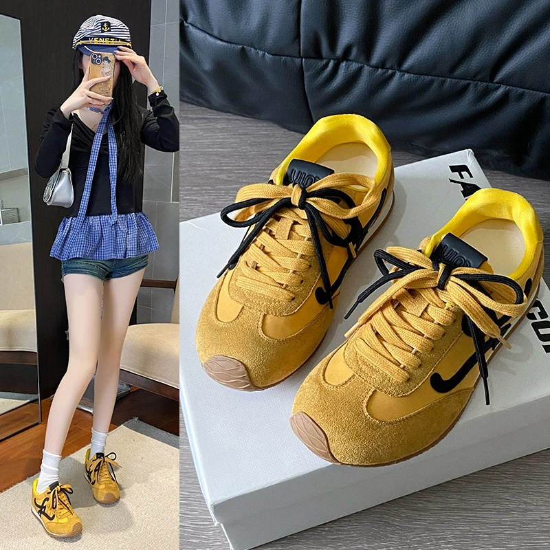 时尚休闲鞋德训鞋复古增高5公分厚底春夏季女鞋百搭透气潮鞋ins