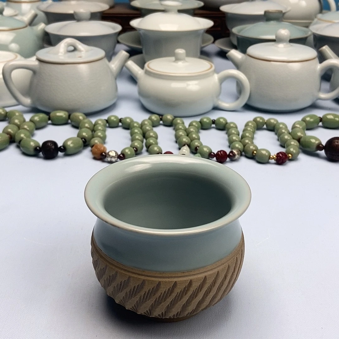 杯仿古釉重工跳刀卢施杯原矿原釉原产地