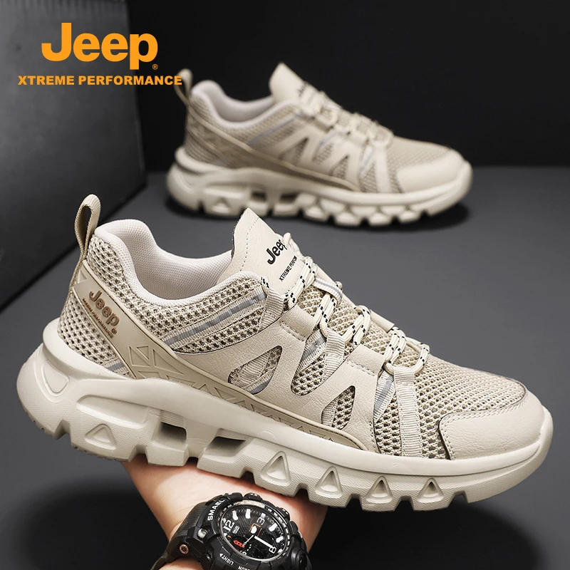 Jeep吉普男鞋2025冬季透气徒步涉水鞋户外运动休闲溯溪鞋男网面鞋