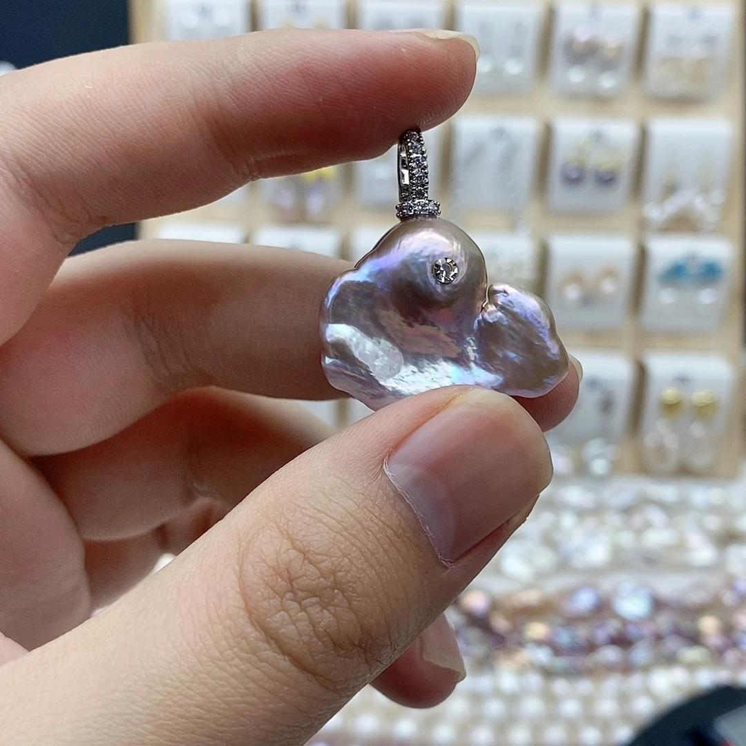 淡水珍珠银S925镶嵌颈饰