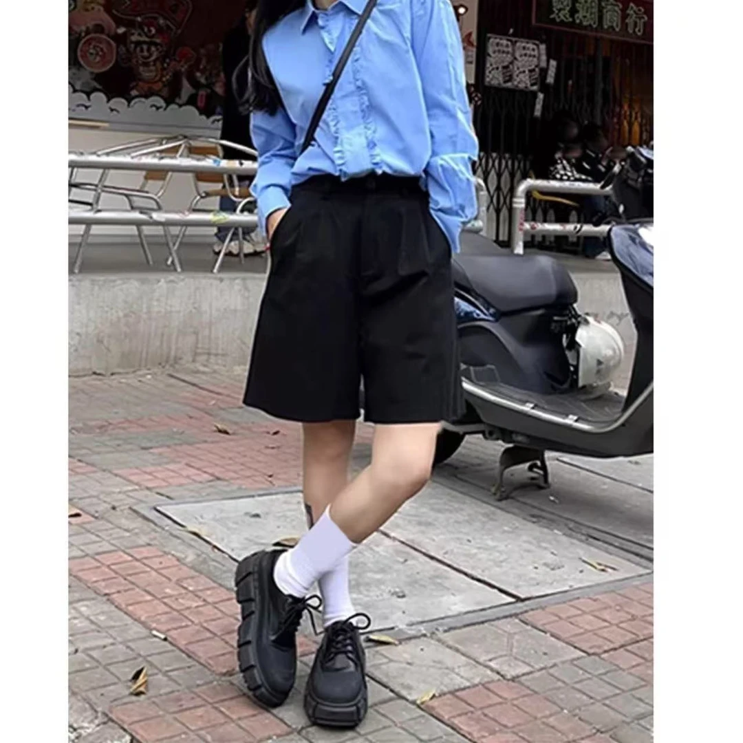 【杭州•简S奕】nn3081-时尚女装设计感短裤宽松阔腿百搭