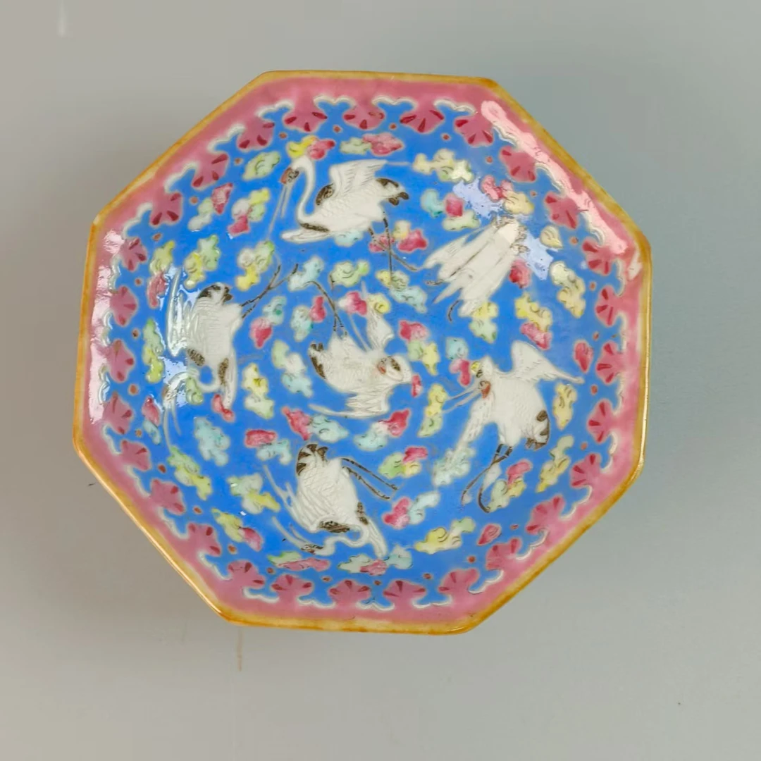 粉彩仙鹤花卉贡盘3060011