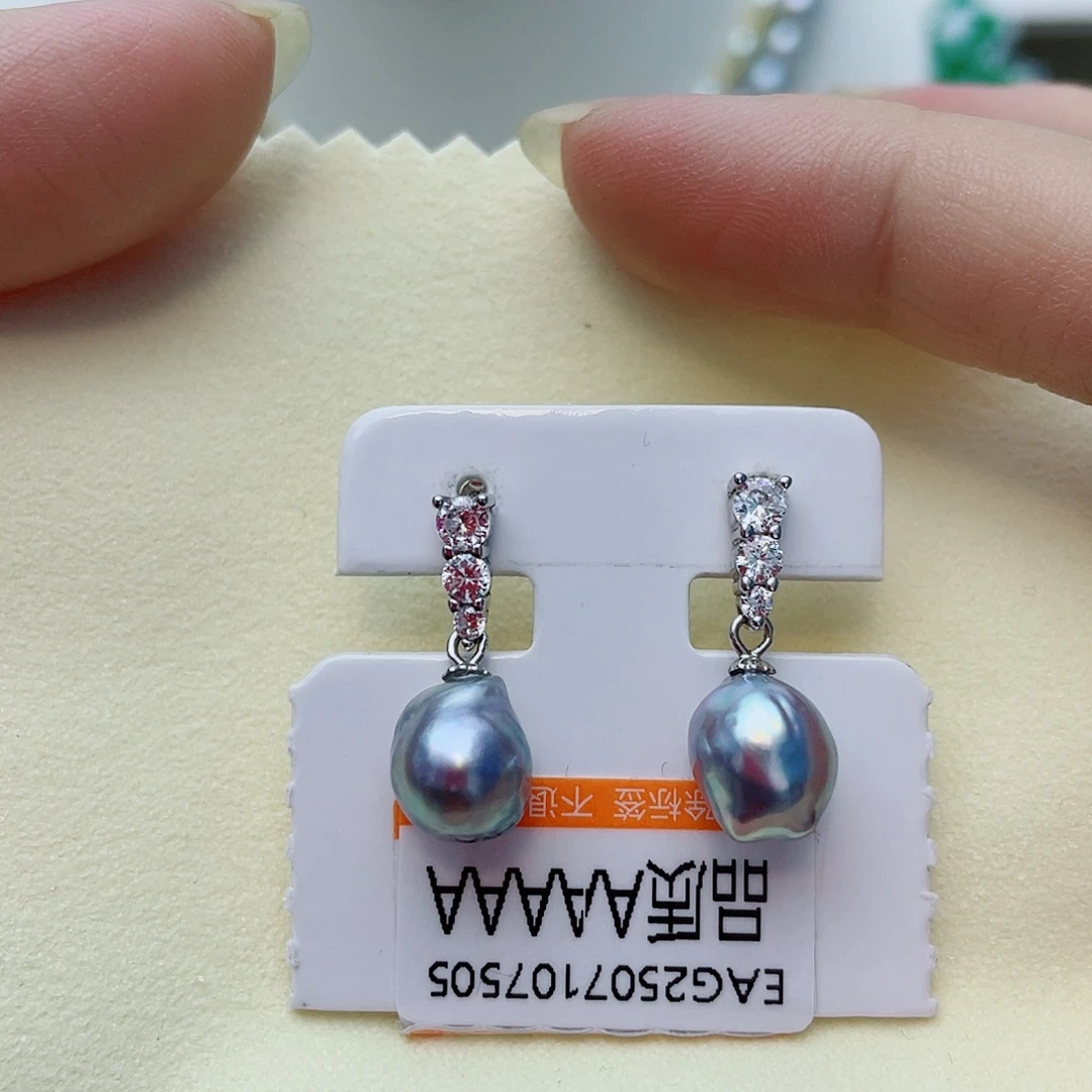 银S925镶嵌耳饰海水珍珠w25