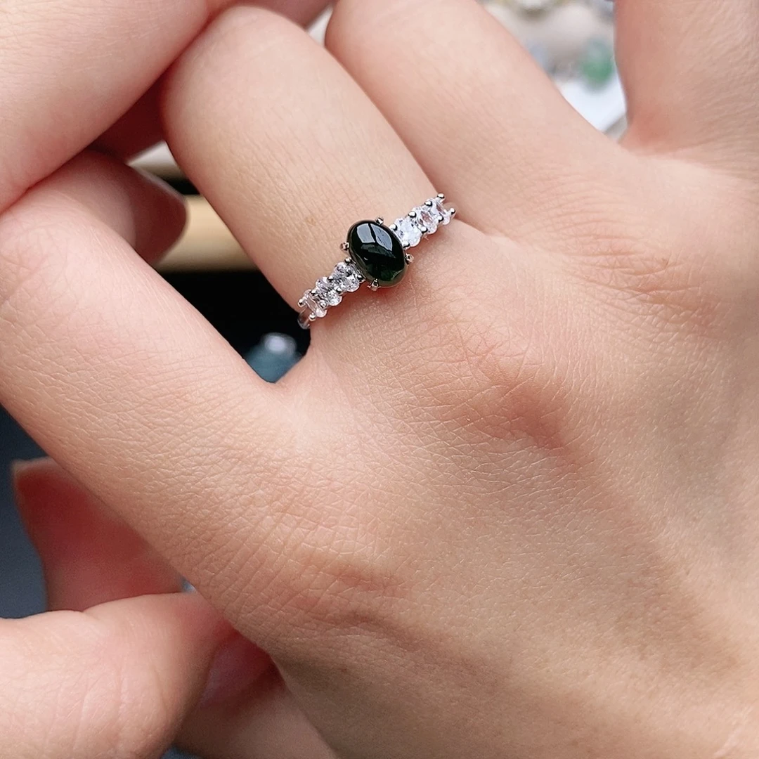 翡翠银S925镶嵌戒指