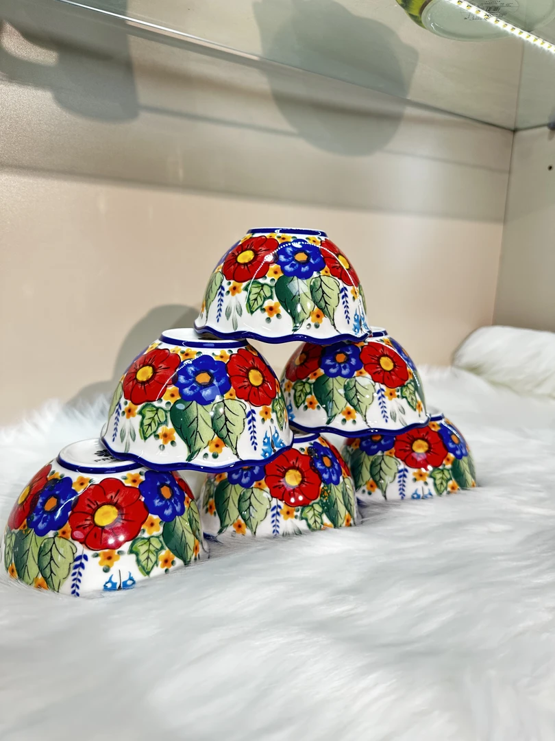 【西里西亚】新疆包邮家用陶瓷手工釉下彩4.5英寸茶碗6只装