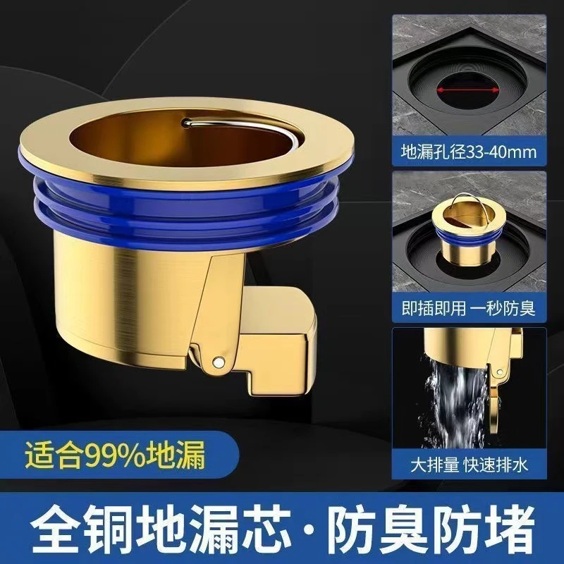 卫生间地漏防臭器下水道防反味神器盖全铜内芯厕所老式下水管通用