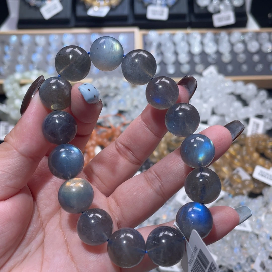 未镶嵌手链长石灰月光手链14mm 福利价