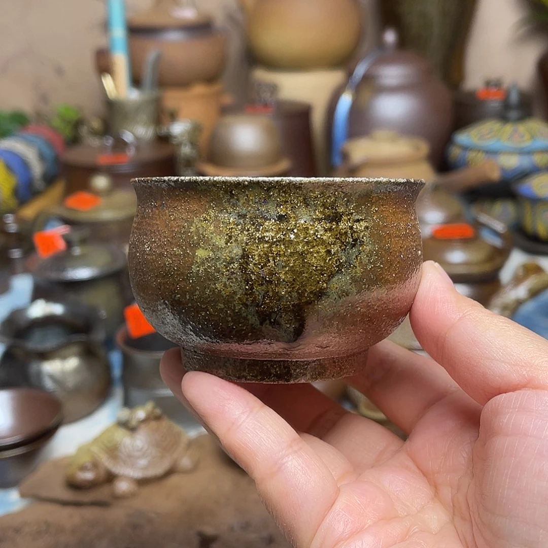 流釉粗陶杯阿阿吧