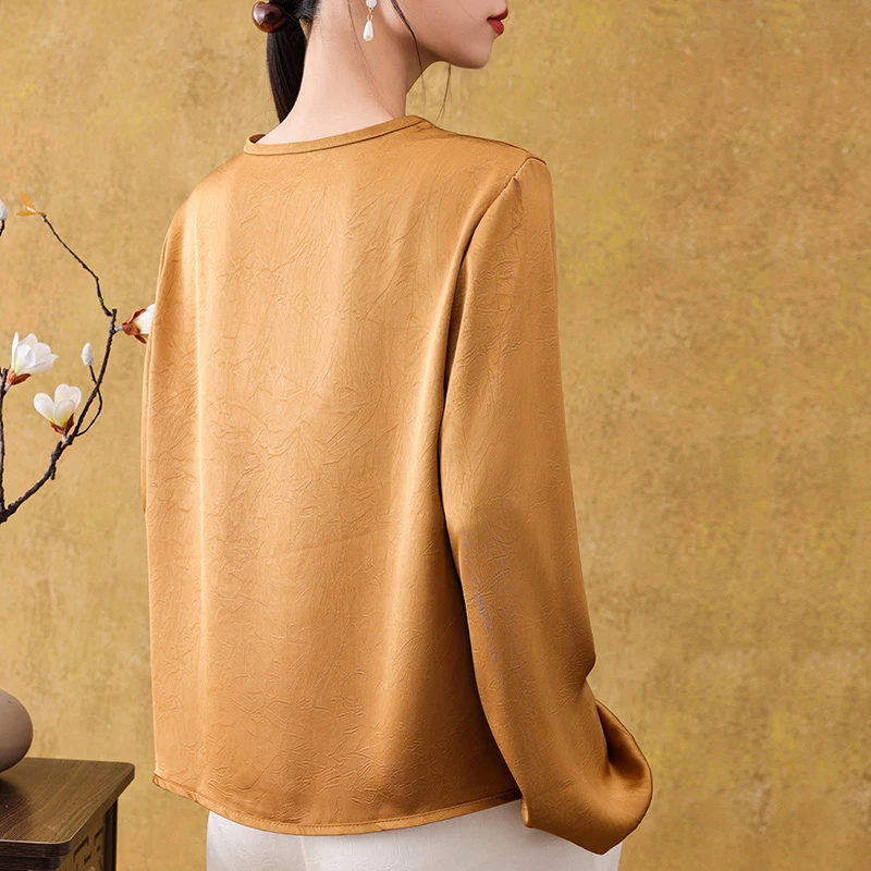 普通款(50cm<衣长≤65cm)雪纺衫春秋上衣国风气质衬衫长袖时尚休闲