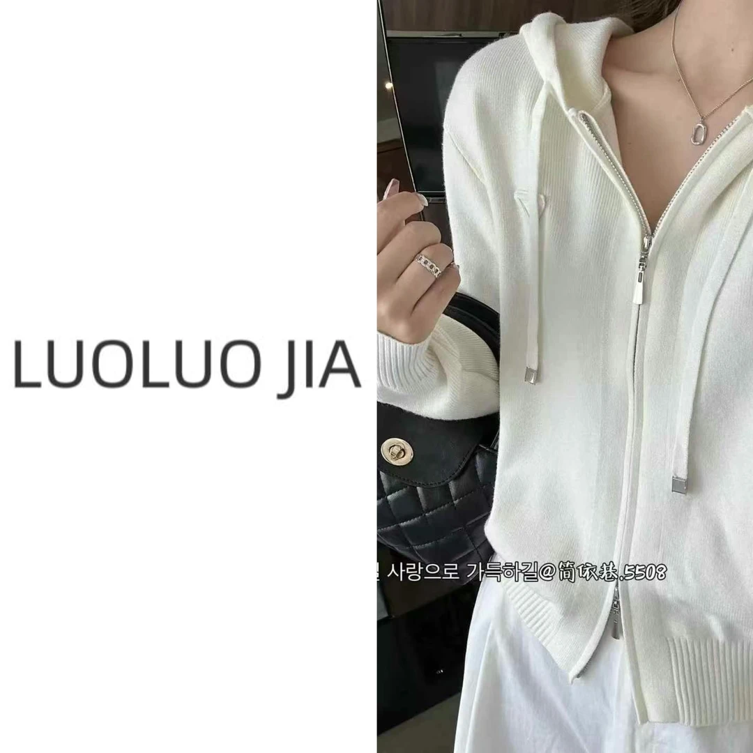 【罗罗严选】5508款春季新款戴帽拉链毛衣