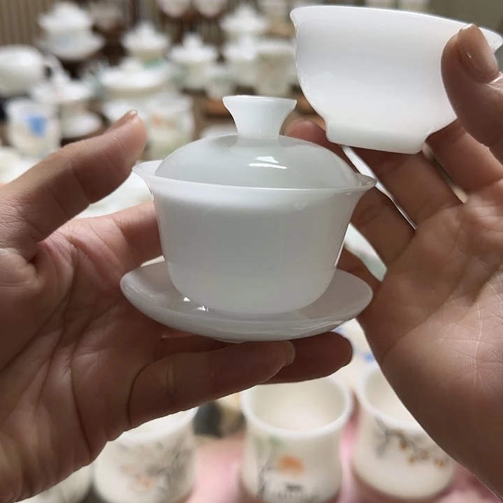 微瑕冰种专场三才盖碗盖下60+50反口杯