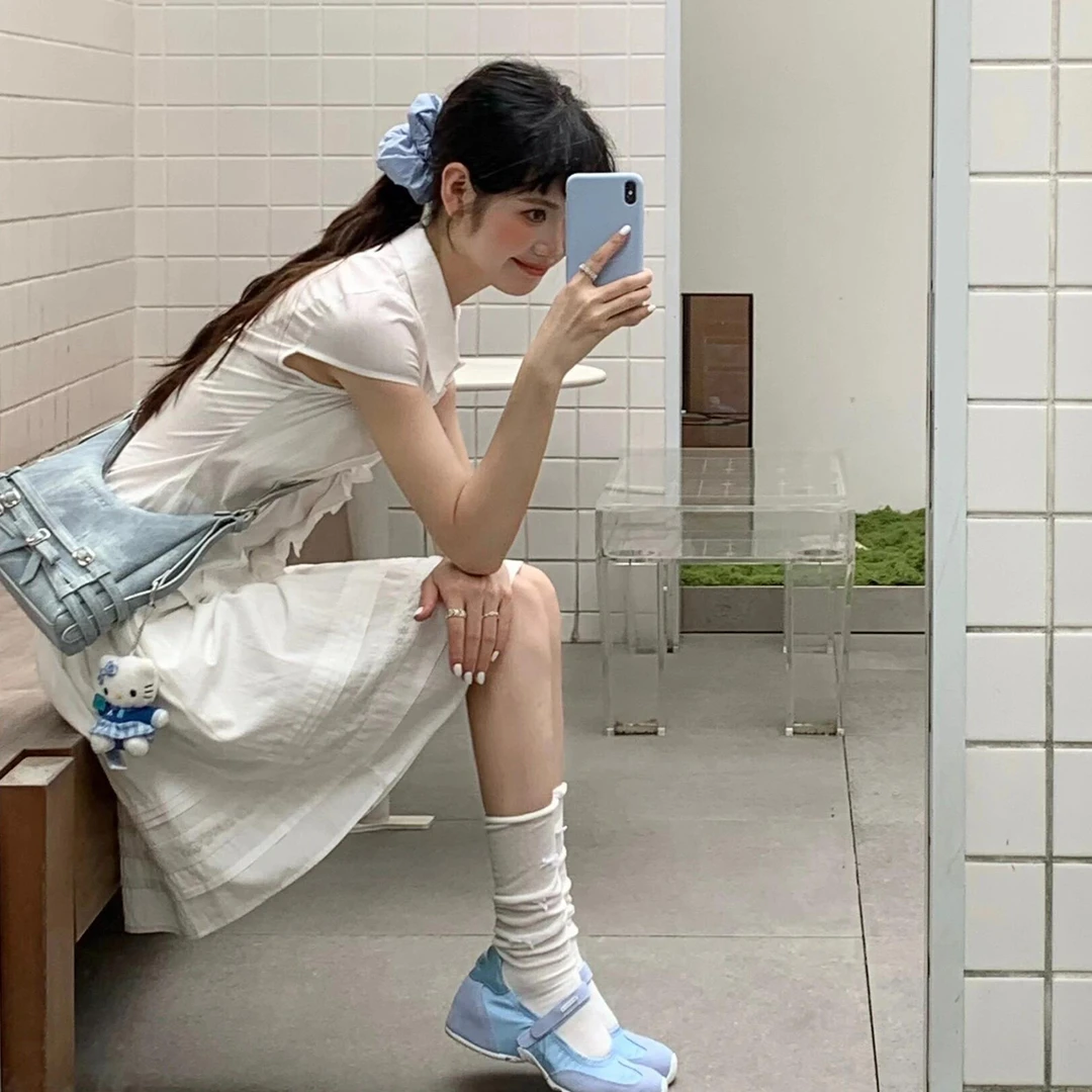 白色风衬衫连衣裙女套装女款爆款2025新款高级感学院风学生套装裙