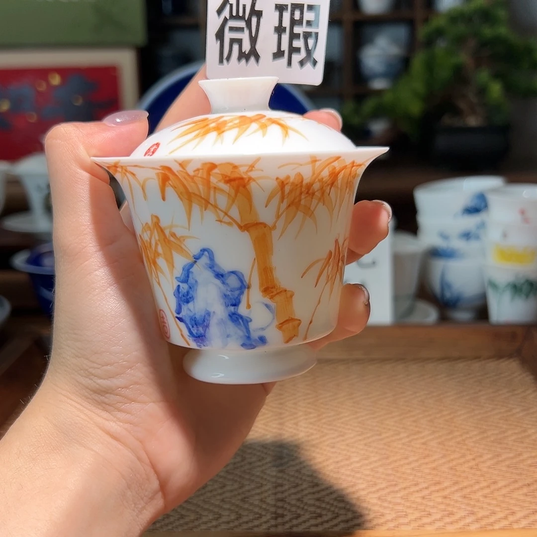 【闪购商品】微瑕 手绘 盖碗