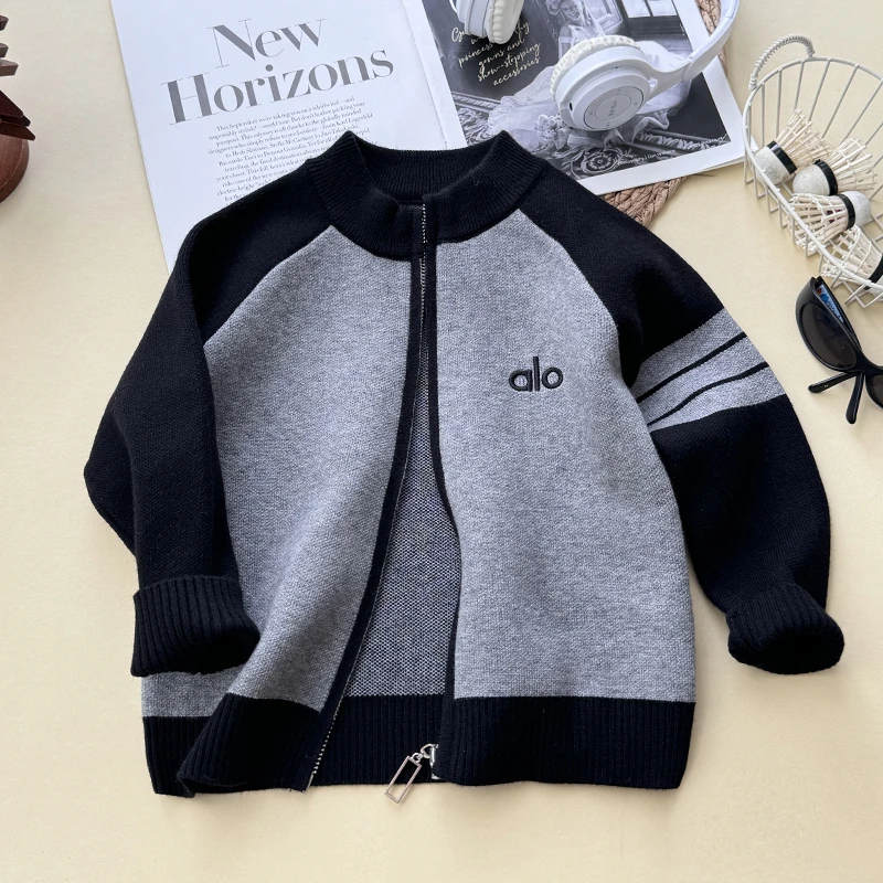 秋装针织衫秋季针织韩版条纹针织开衫童装毛衣2025男童针织开衫