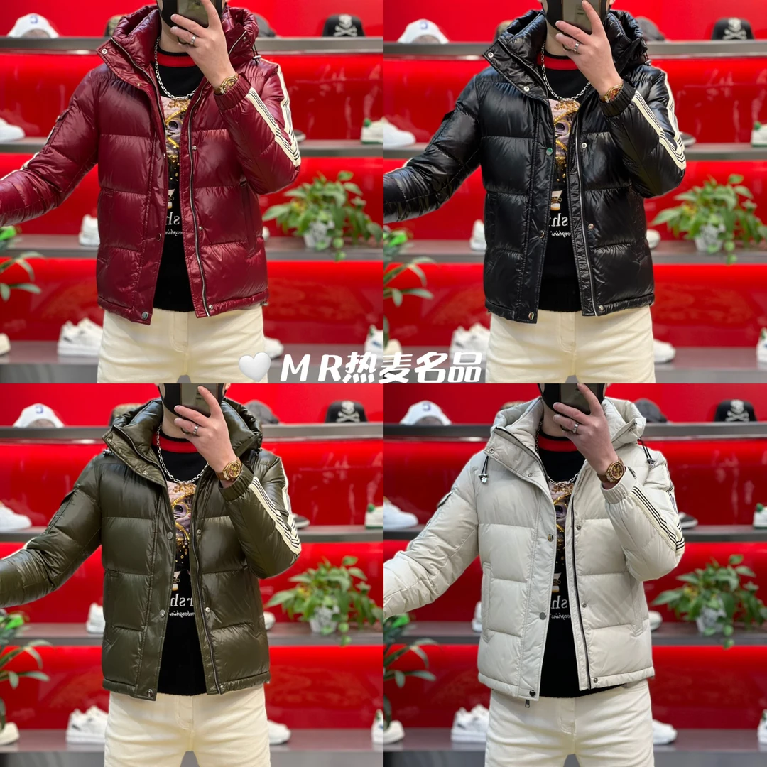 【星欧甄选】冬季羽绒服安哥拉红织带24款 男士修身保暖连帽羽绒服