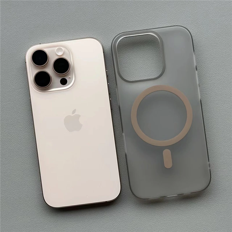 超薄磨砂半透苹果16promax磁吸手机壳苹果16pro防摔套15硬壳14/13
