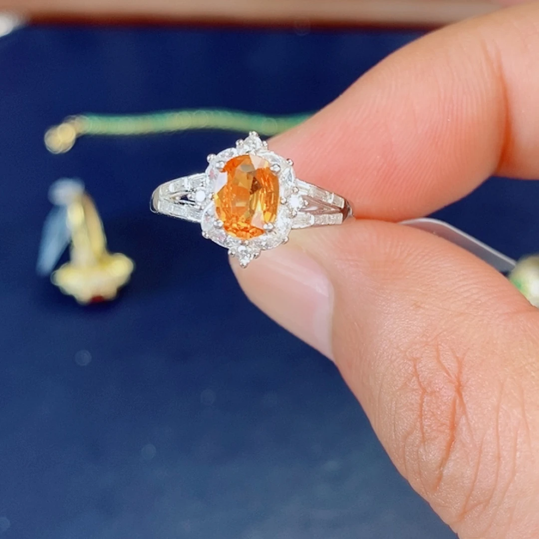 石榴石戒指银S925镶嵌