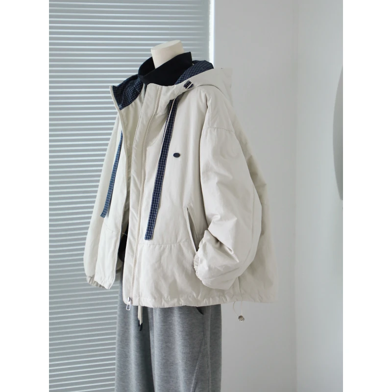 文艺拼接撞色连帽棉服女宽松休闲百搭显瘦冬季新款保暖外套女