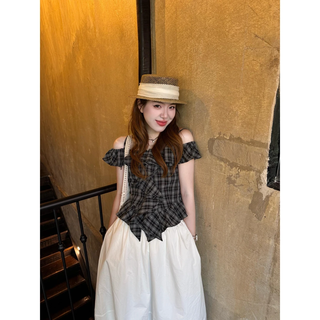 大码法式高级感衬衫女夏季减龄荷叶边衬衣胖MM遮肉显瘦上衣-7710