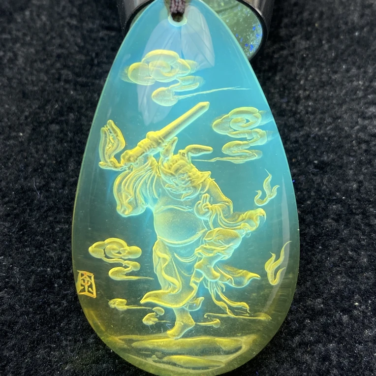 钟馗伏魔 琥珀阴雕吊坠 余贤国大师雕刻作品 琥珀蜜蜡