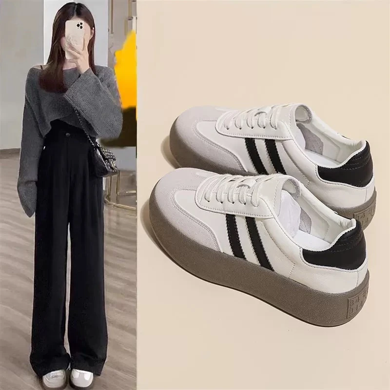 小白鞋女厚底2025年春秋新款阿甘德训鞋百搭校园休闲板鞋A-1