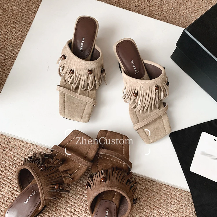 Lucky-兮芒-5CM星座系列~金牛·兮芒~流苏高跟凉鞋