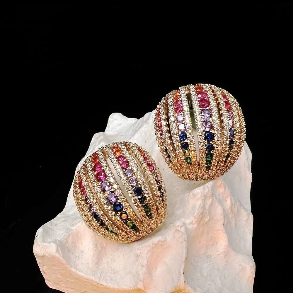 铜合金耳饰 新款 彩色个性撞色精致简约耳环