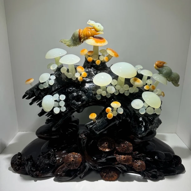 蘑菇摆件手工雕刻