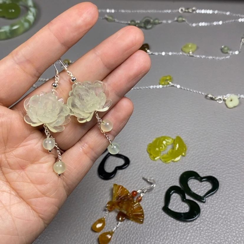 【闪购商品】蛇纹石玉未镶嵌挂件耳饰耳环项链