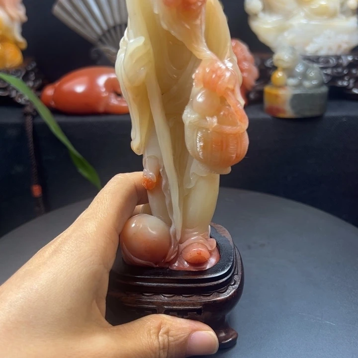 寿山石老者芙蓉摆件
