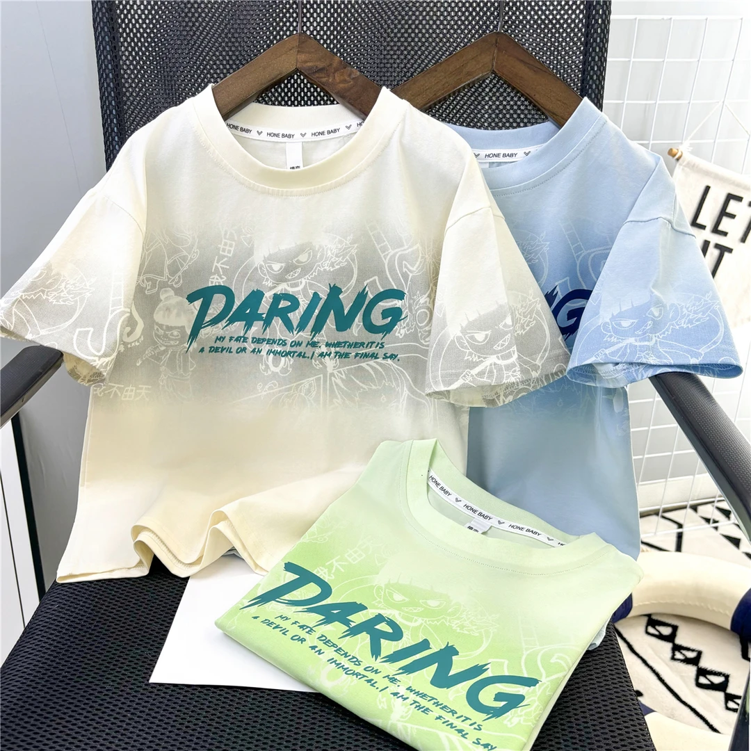 男童夏款T恤2025款夏季短袖ol宝宝夏装中大童圆领韩版