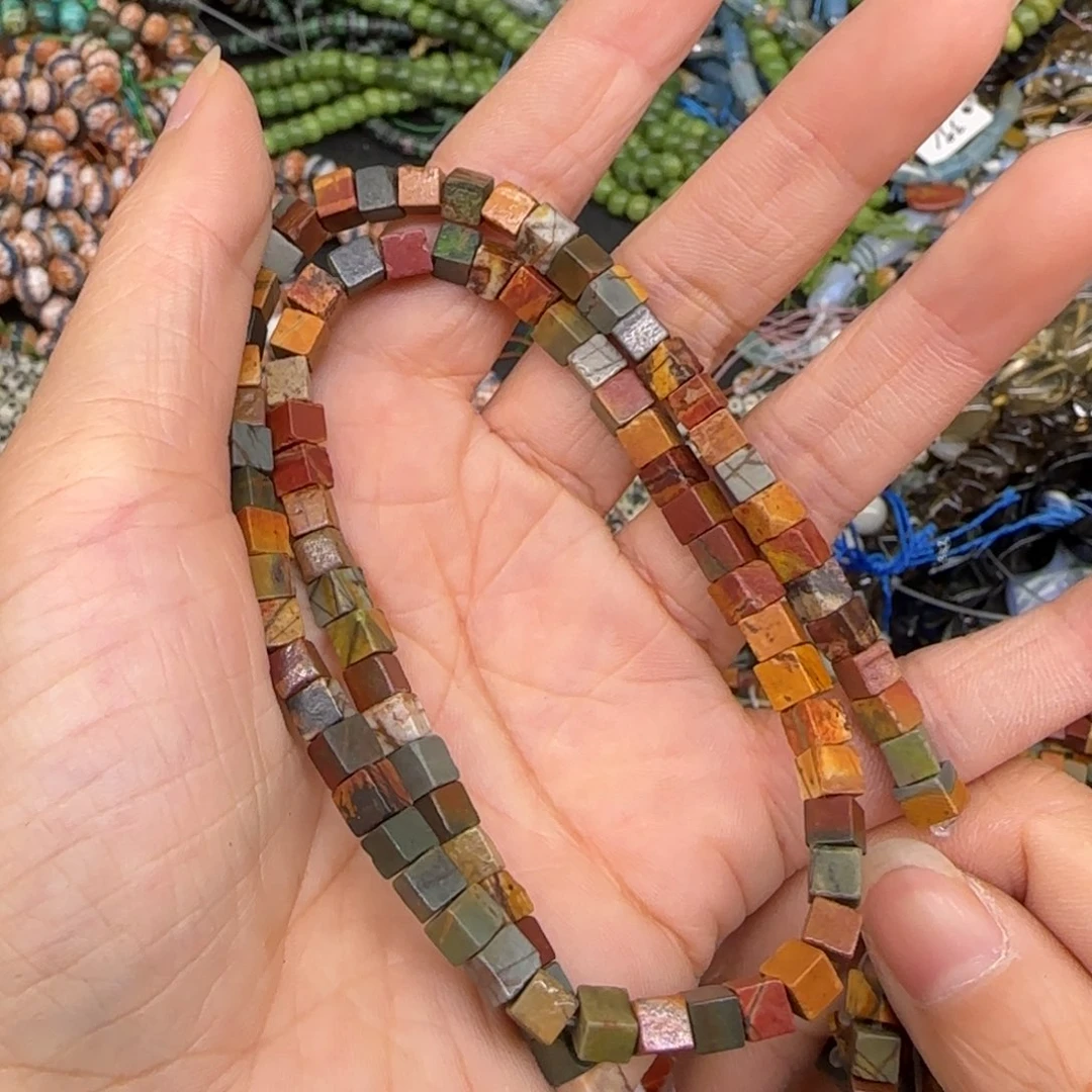 玛瑙/玉髓合金珠宝半成品毕加索方糖5mm一条