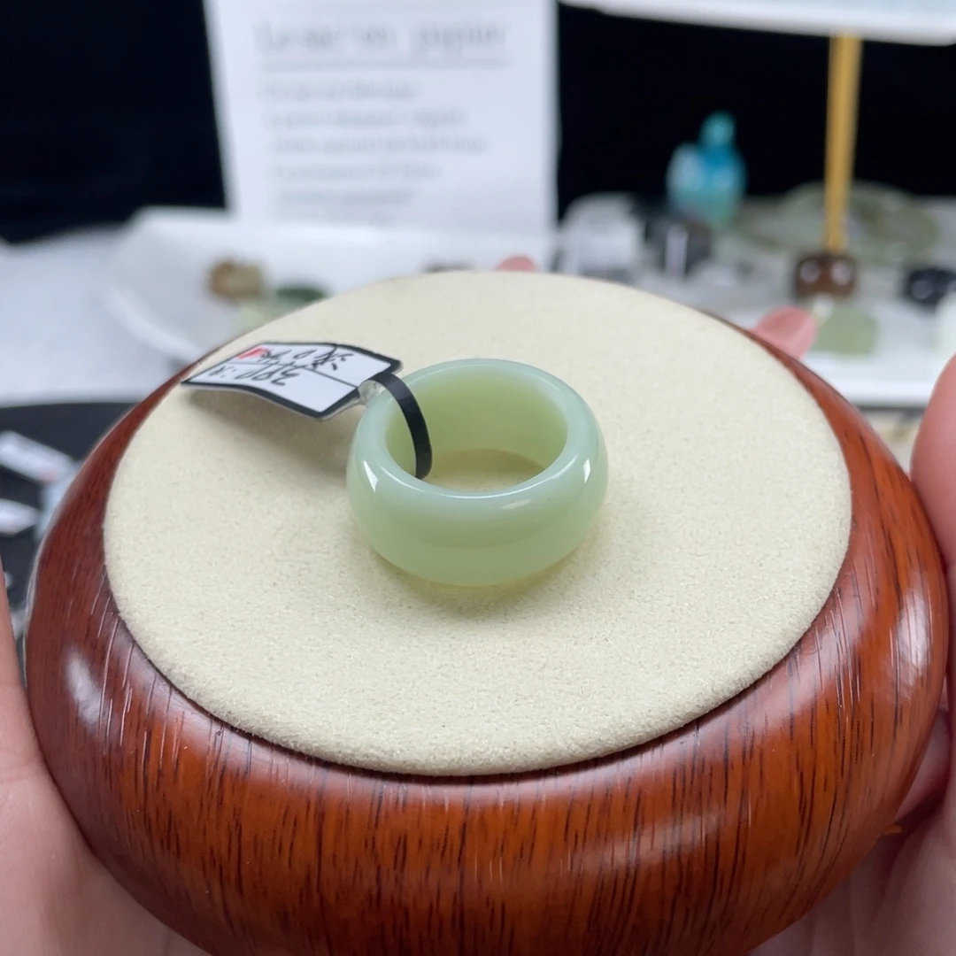 和田玉未镶嵌戒指o14薄荷奶绿17.9