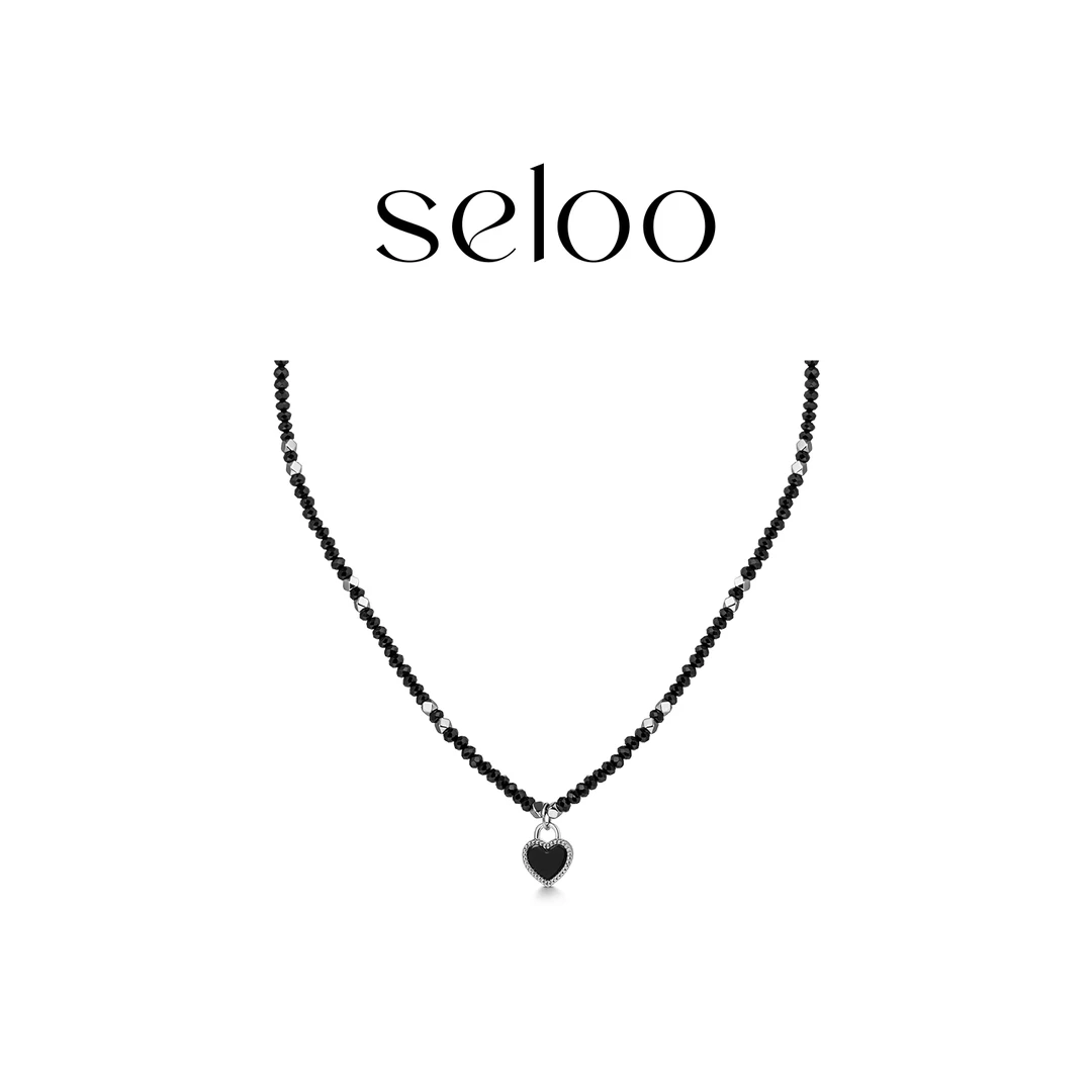 铜项链  【甜甜】Seloo【星光爱心锁骨链】百搭高级感项链SE409X330
