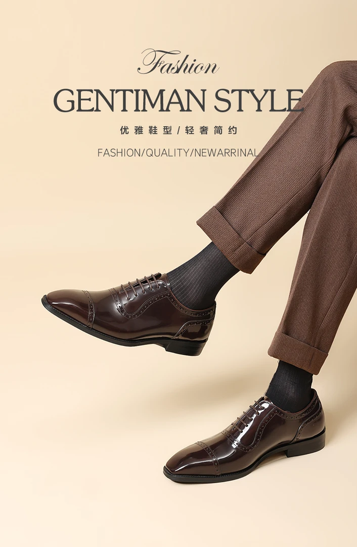 头层牛皮擦色德比鞋真皮男士商务正装皮鞋英伦方头亮面鞋子婚庆鞋