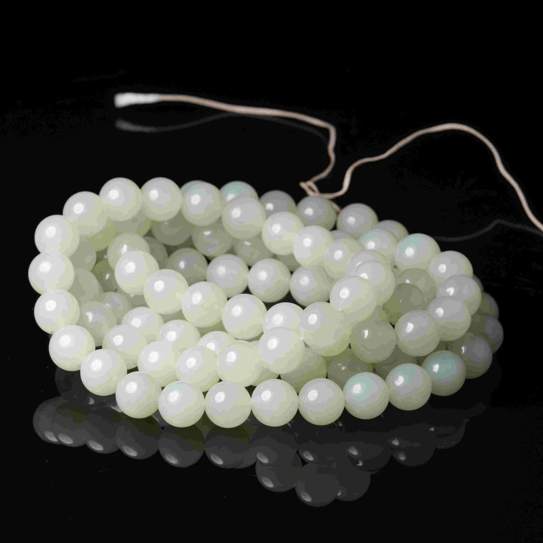 清代和田玉素珠项链-NX