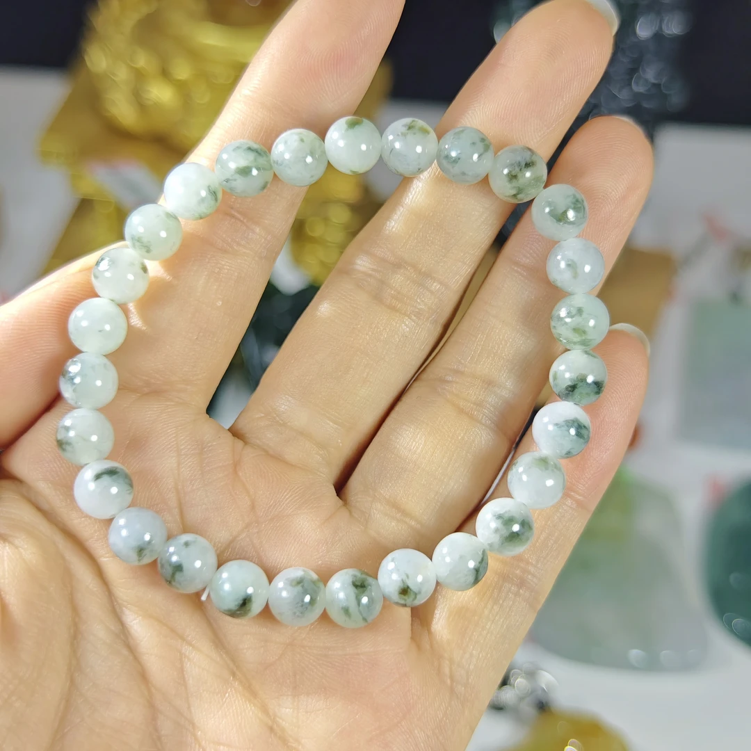 天然a货翡翠冰飘花手串