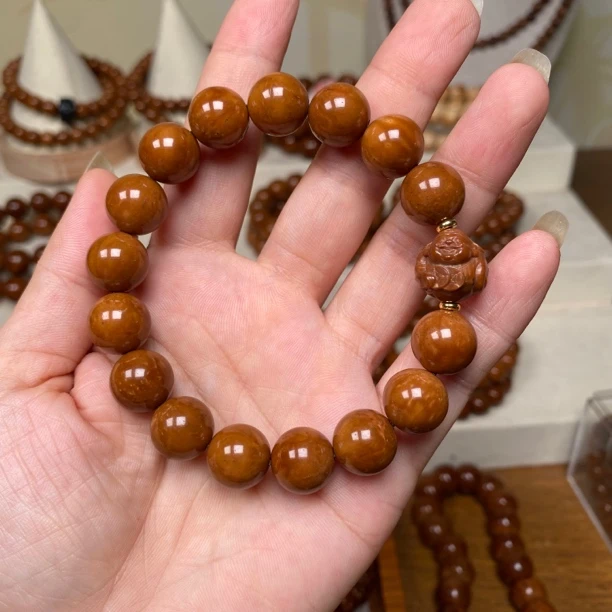 库克单圈特级卡12mm圆珠配财神手串