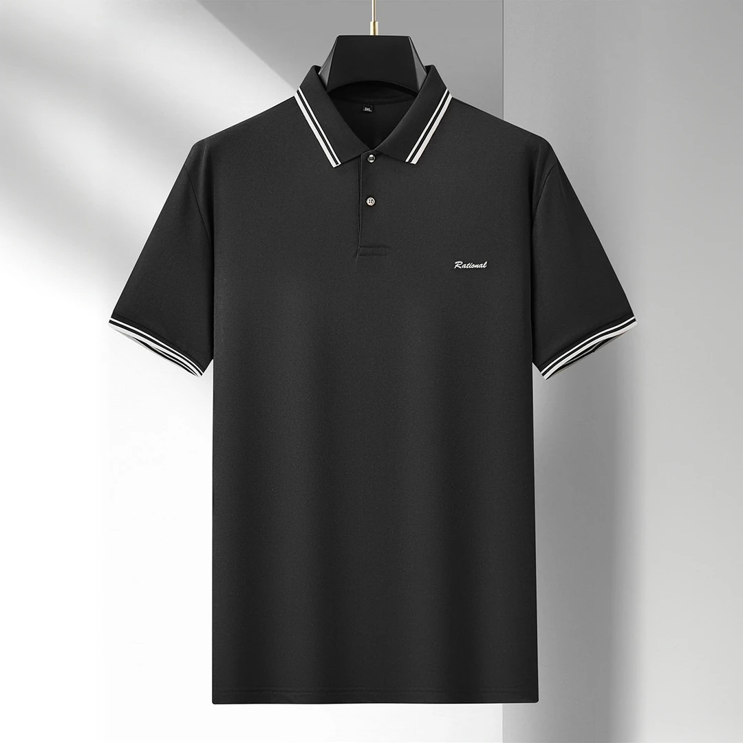 高端大码短袖T恤男士夏季宽松休闲时尚大码纯色丝光棉翻领POLO衫